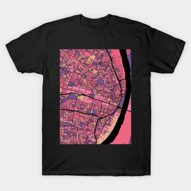 St. Louis Map Pattern in Purple & Pink T-Shirt by PatternMaps